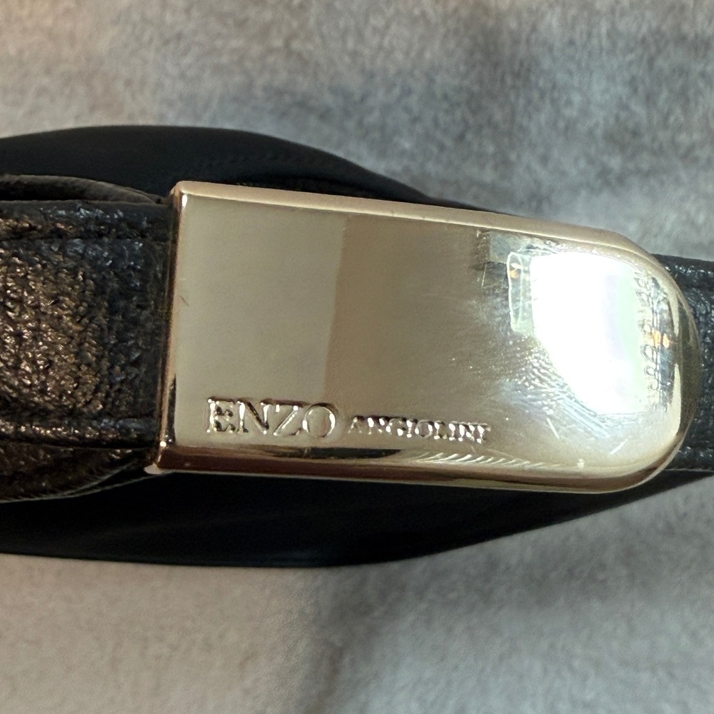 Enzo Angiolini Black Nylon Shoulder Bag Pebbled Leather Trim Baguette Purse - Picture 4 of 13